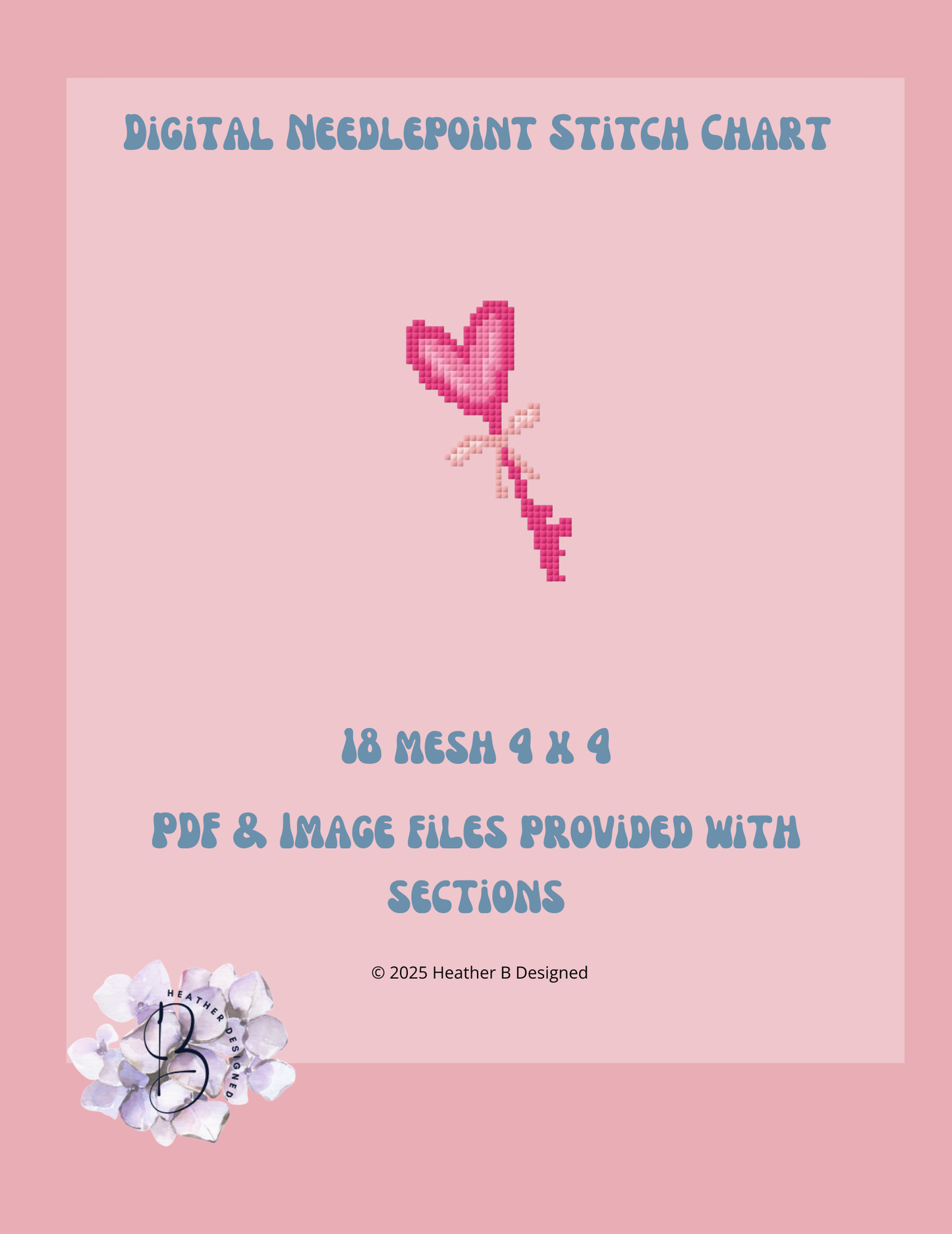 Heart Key Valentine Digital Needlepoint Chart | Digital Stitch Chart PDF for Needlepoint Canvas
