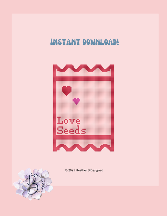 Love Seeds Valentine Digital Needlepoint Chart | Digital Stitch Chart PDF for Needlepoint Canvas