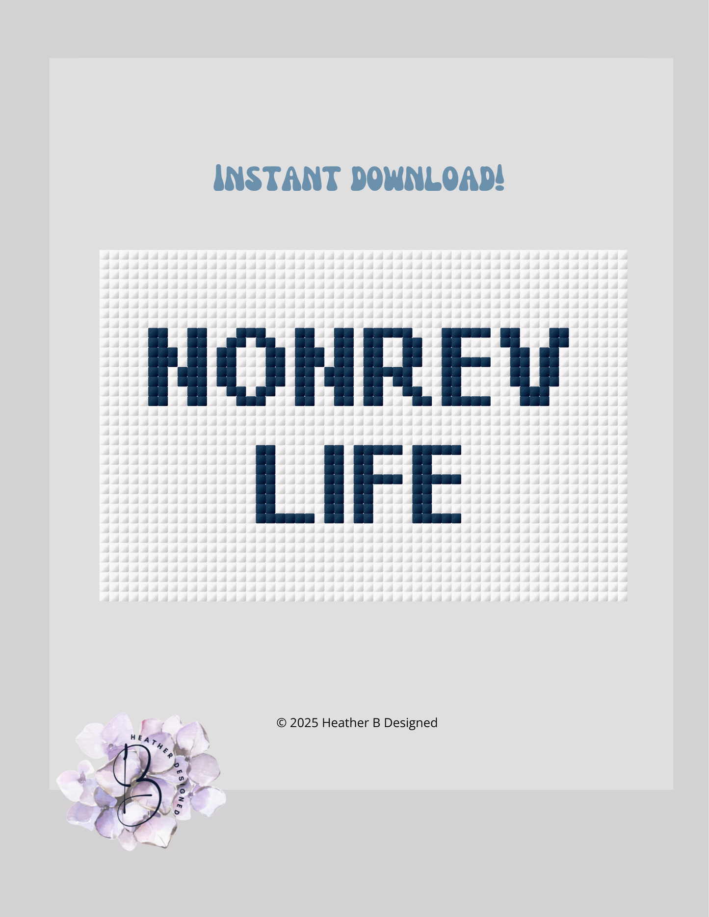 NONREV Life Luggage Tag Digital Needlepoint Chart | Digital Stitch Chart PDF for Needlepoint Canvas