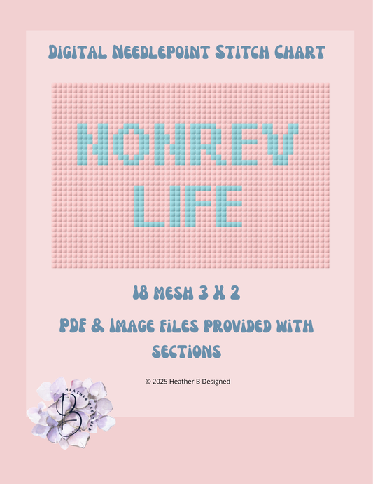 NONREV Life Luggage Tag Digital Needlepoint Chart | Digital Stitch Chart PDF for Needlepoint Canvas