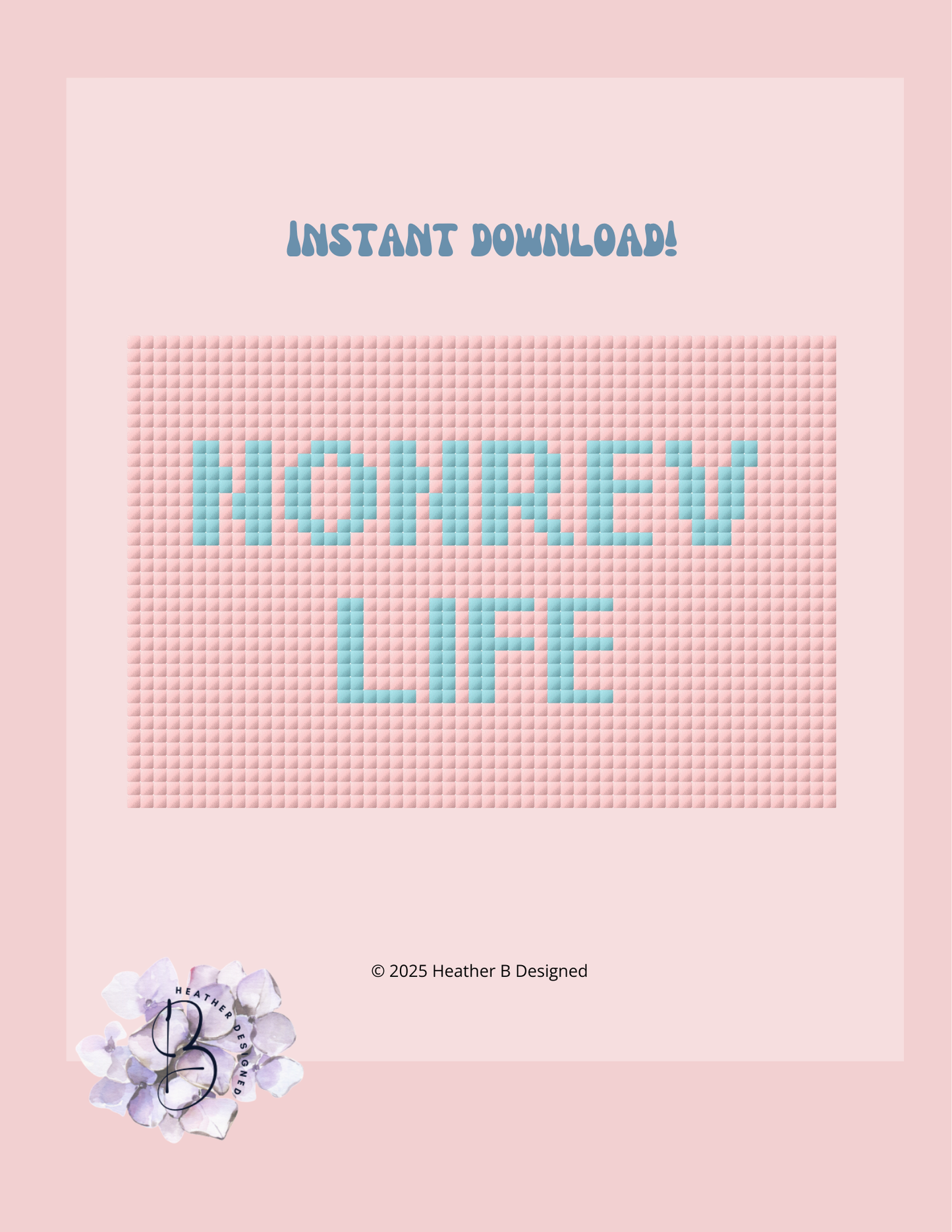 NONREV Life Luggage Tag Digital Needlepoint Chart | Digital Stitch Chart PDF for Needlepoint Canvas