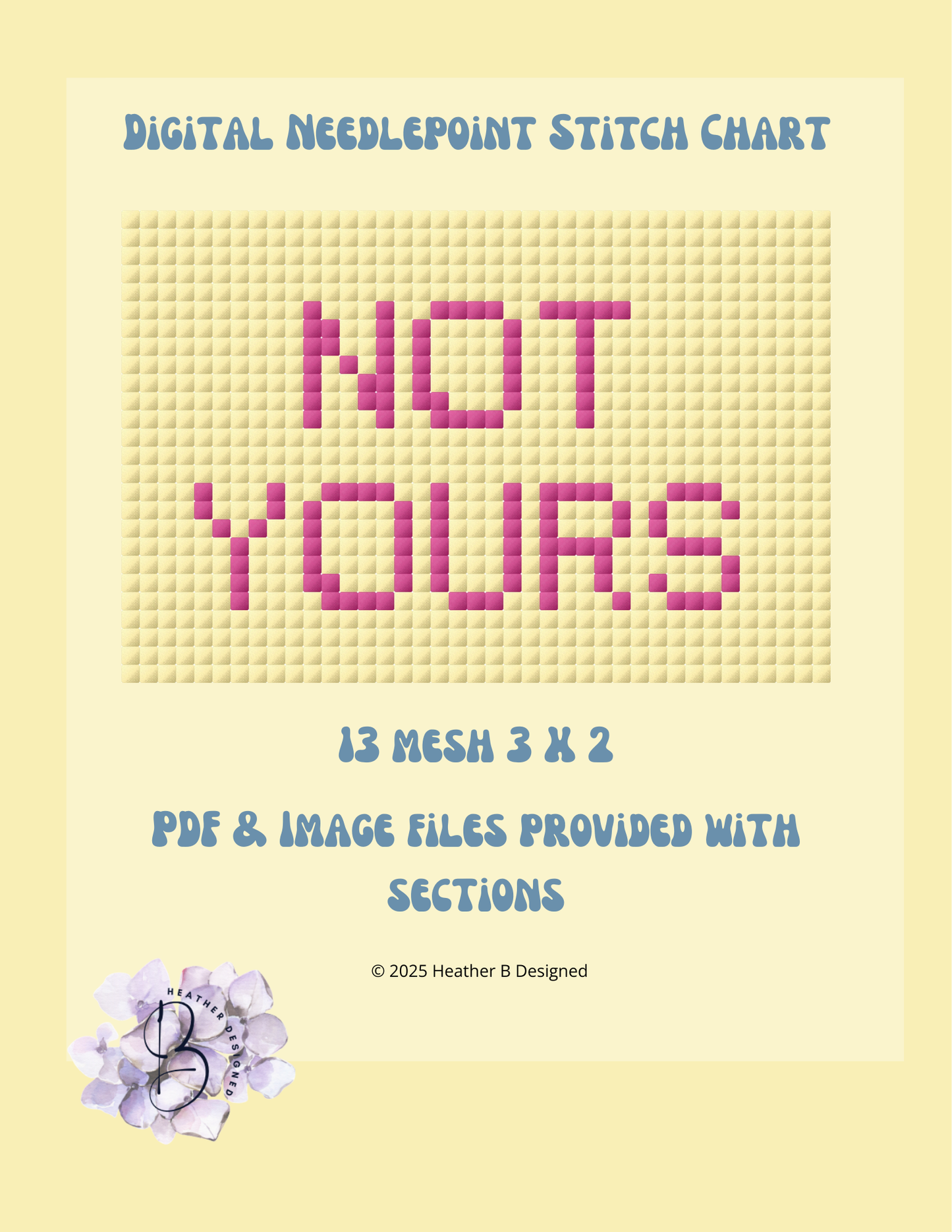 Not Yours Luggage Tag Digital Needlepoint Chart | Digital Stitch Chart PDF for Needlepoint Canvas