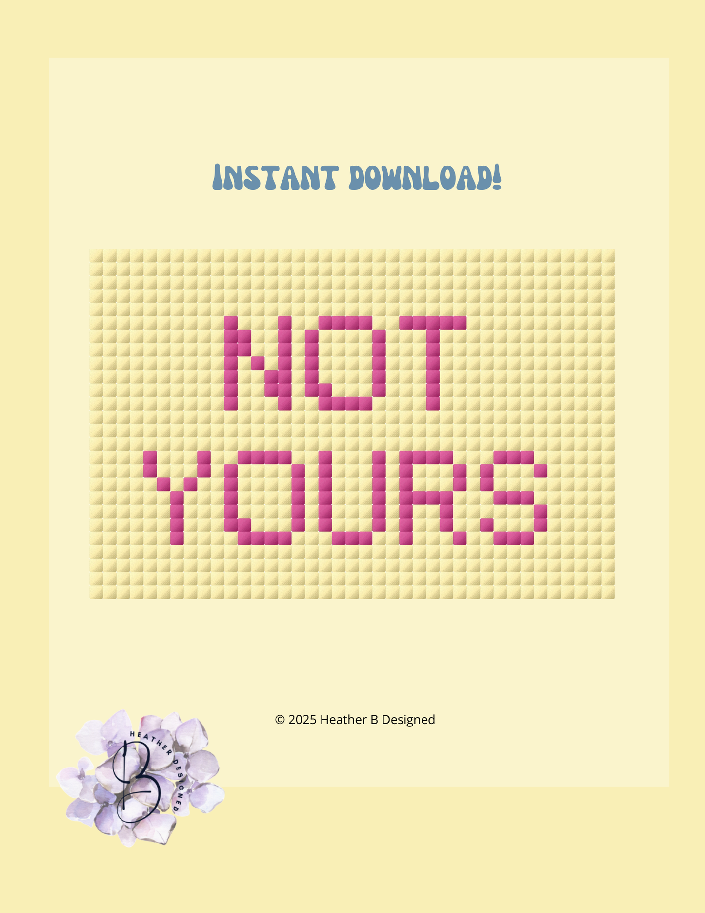 Not Yours Luggage Tag Digital Needlepoint Chart | Digital Stitch Chart PDF for Needlepoint Canvas
