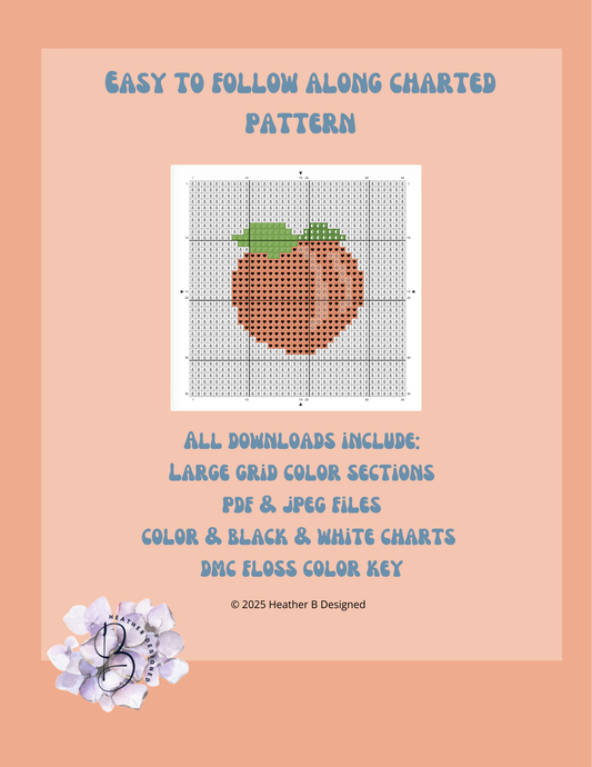 Peach Digital Needlepoint Chart | Digital Stitch Chart PDF for Needlepoint Canvas