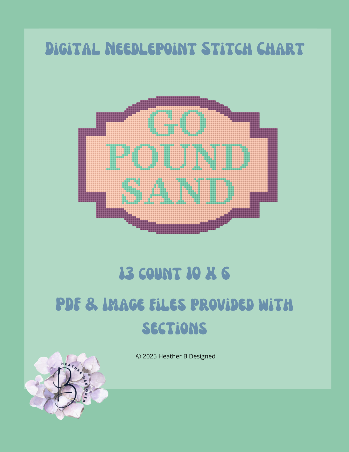 Go Pound Sand Digital Needlepoint Chart | Digital Stitch Chart PDF for Needlepoint Canvas