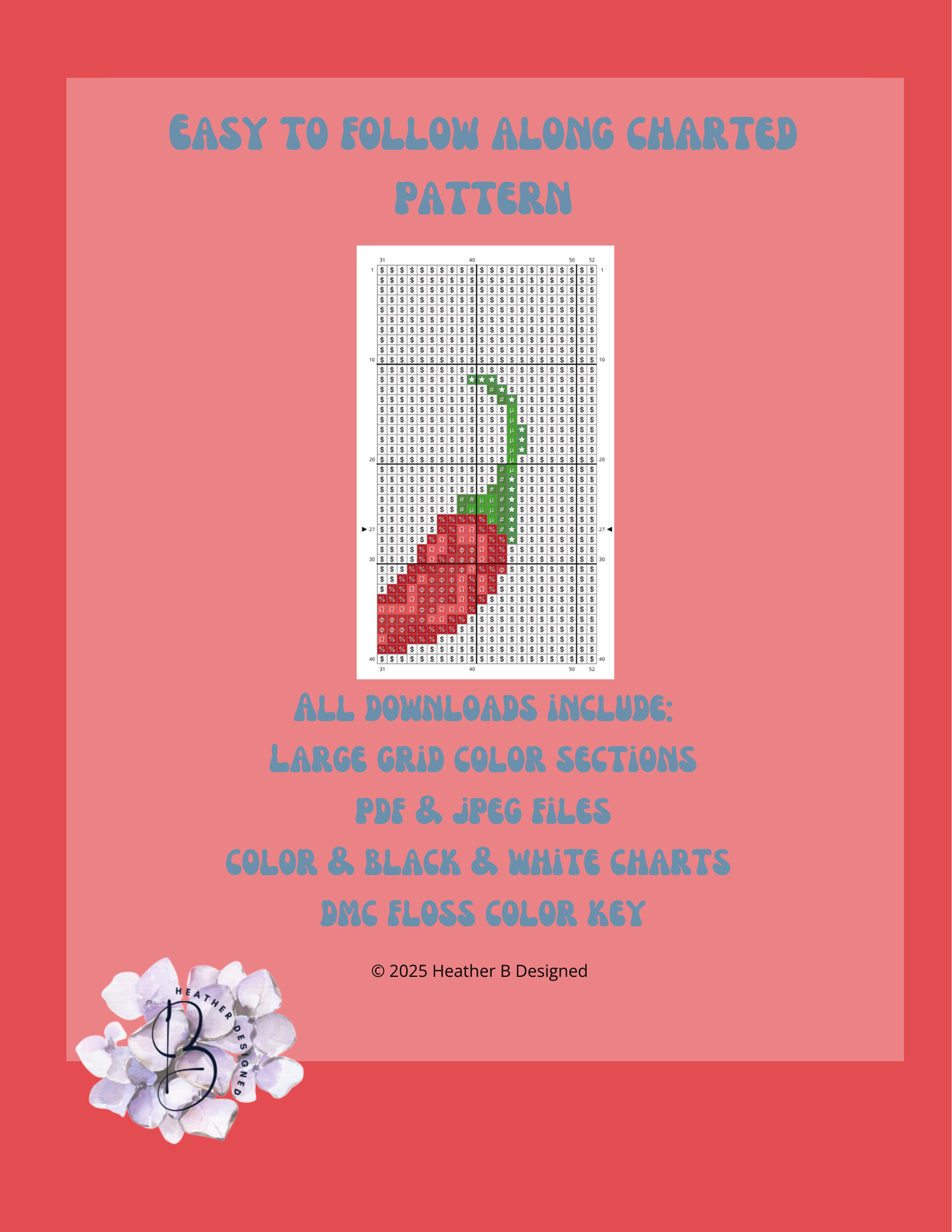 Red Pepper Digital Needlepoint Chart | Digital Stitch Chart PDF for Needlepoint Canvas