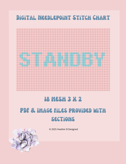 Standby Luggage Tag Digital Needlepoint Chart | Digital Stitch Chart PDF for Needlepoint Canvas