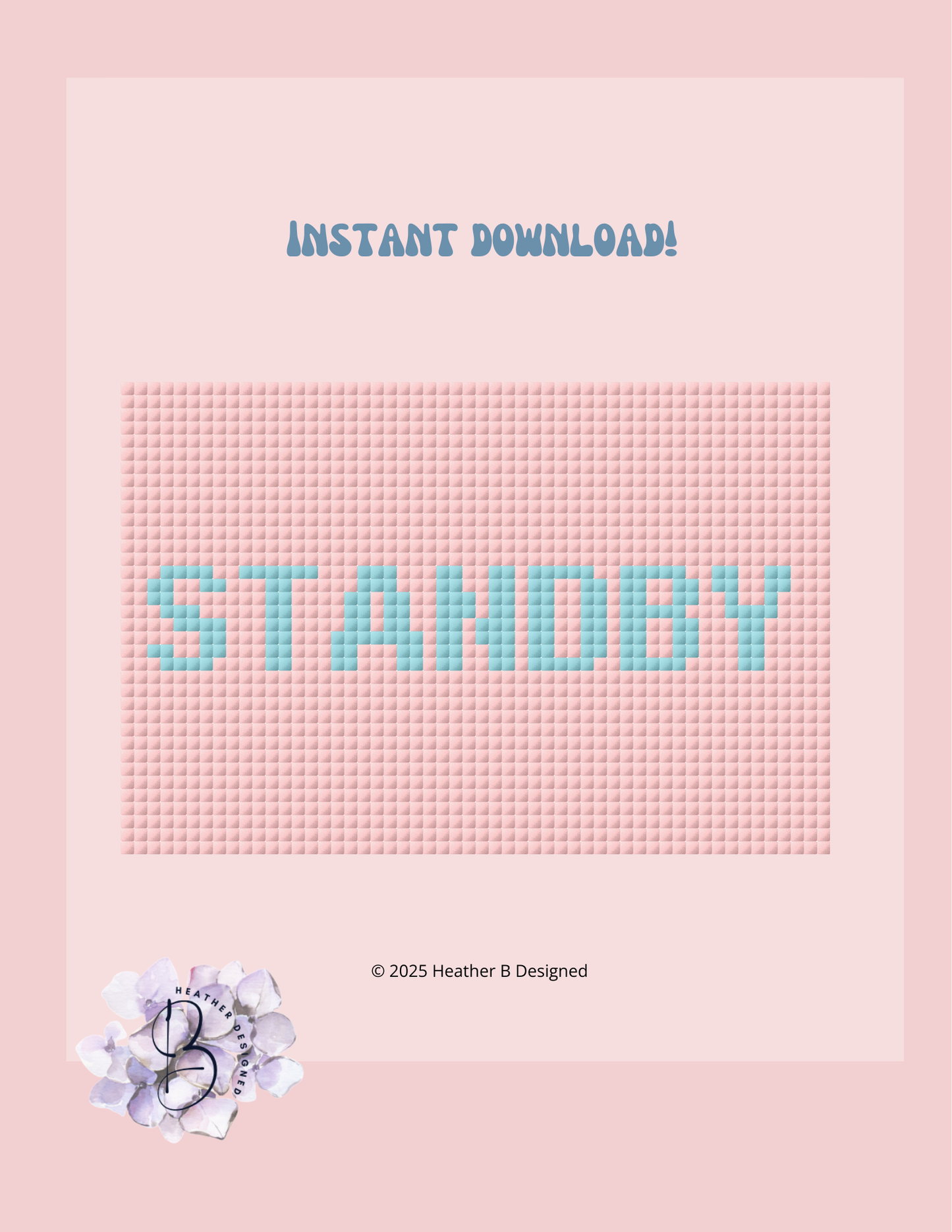 Standby Luggage Tag Digital Needlepoint Chart | Digital Stitch Chart PDF for Needlepoint Canvas