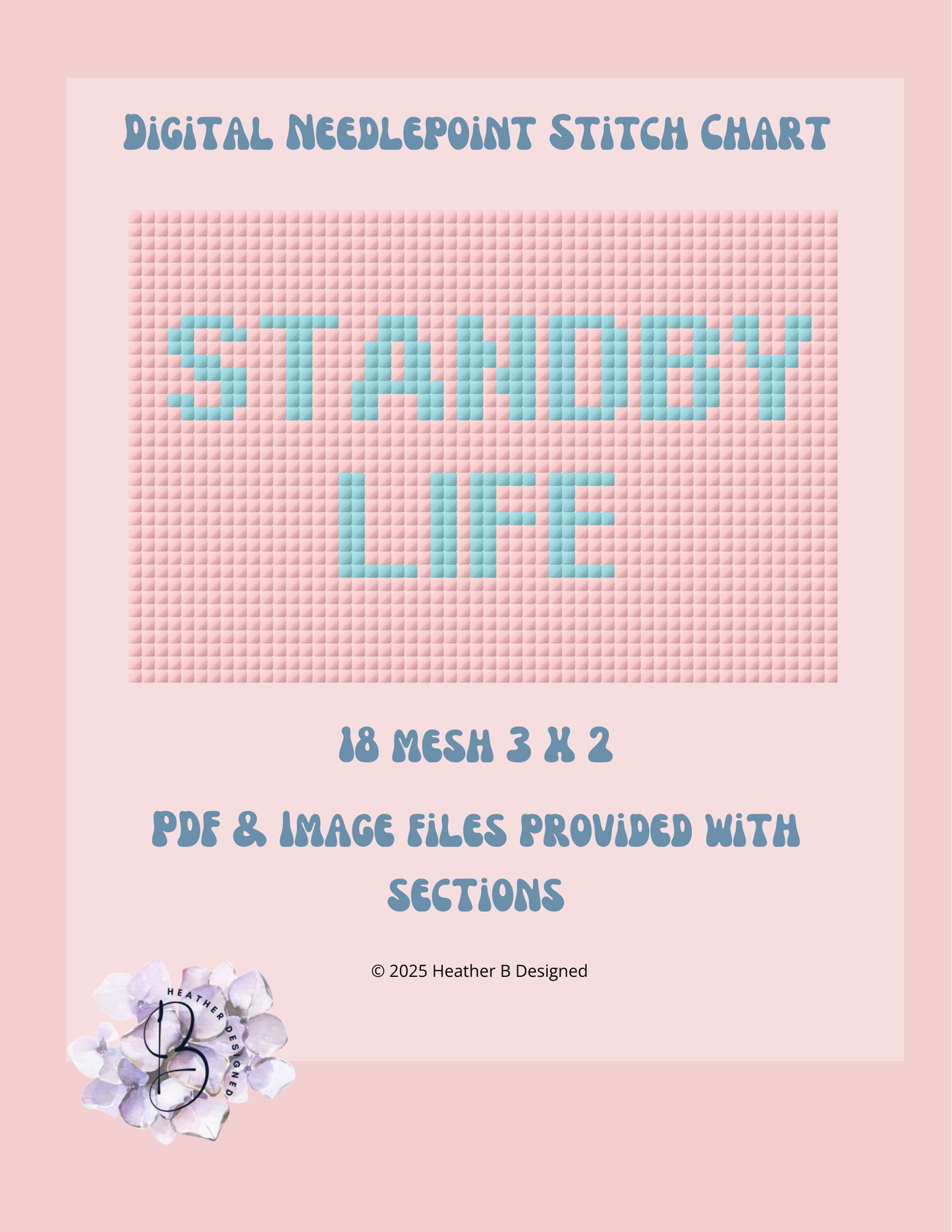 Standby Life Luggage Tag Digital Needlepoint Chart | Digital Stitch Chart PDF for Needlepoint Canvas