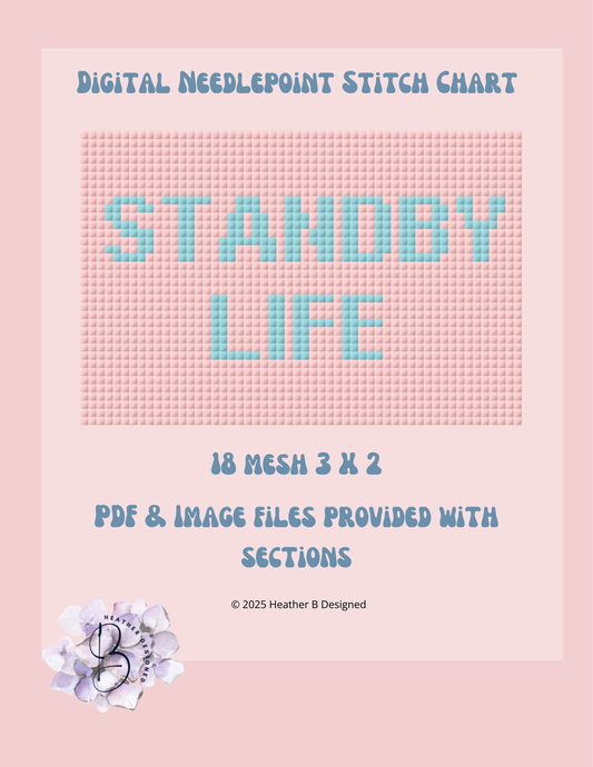 Standby Life Luggage Tag Digital Needlepoint Chart | Digital Stitch Chart PDF for Needlepoint Canvas