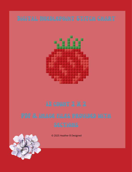Tomato Digital Needlepoint Chart | Digital Stitch Chart PDF for Needlepoint Canvas