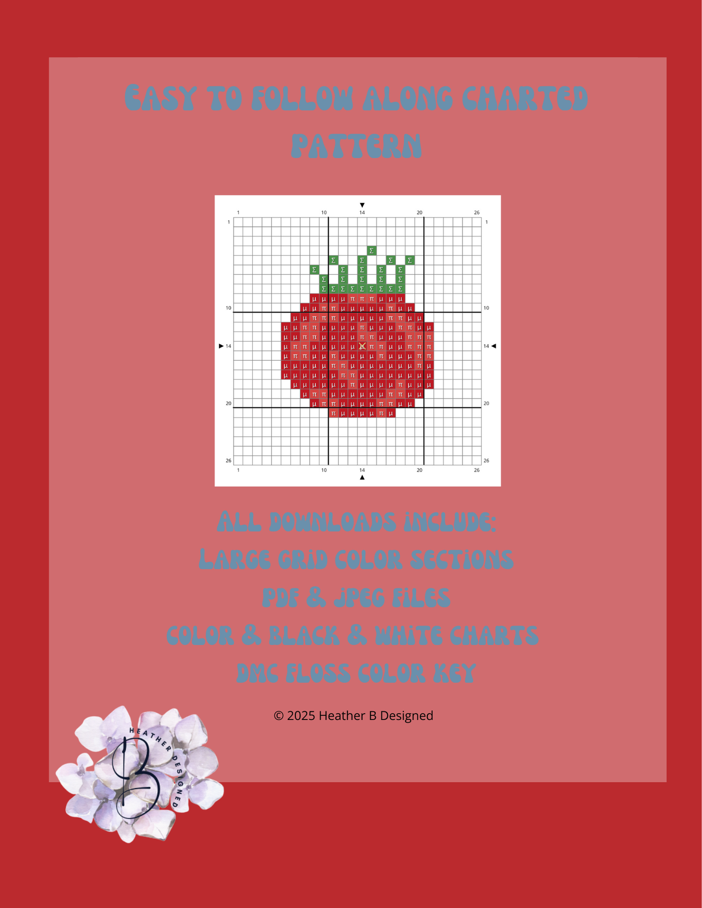 Tomato Digital Needlepoint Chart | Digital Stitch Chart PDF for Needlepoint Canvas