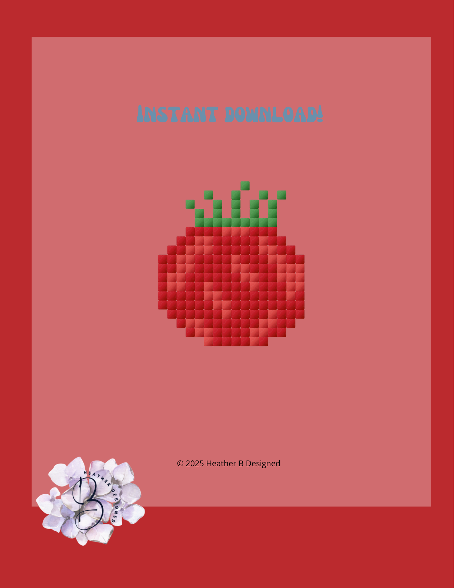 Tomato Digital Needlepoint Chart | Digital Stitch Chart PDF for Needlepoint Canvas